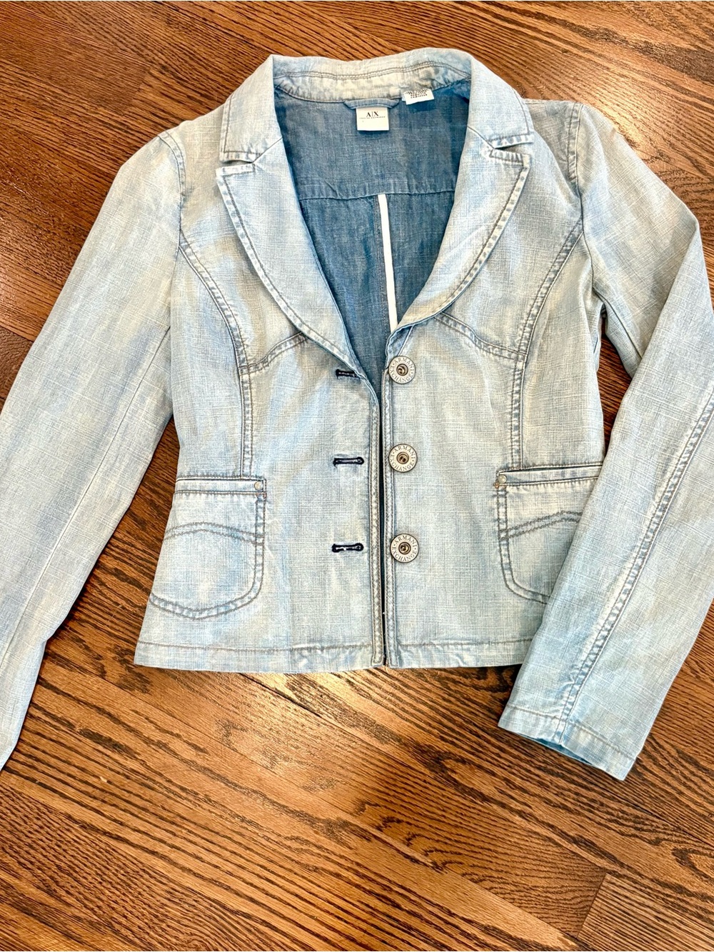 Armani Exchange Light Wash Denim Blazer Jacket
